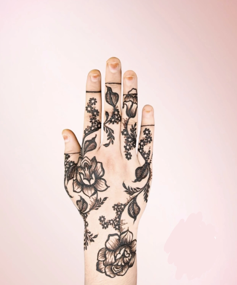 3d back hand mehndi designs