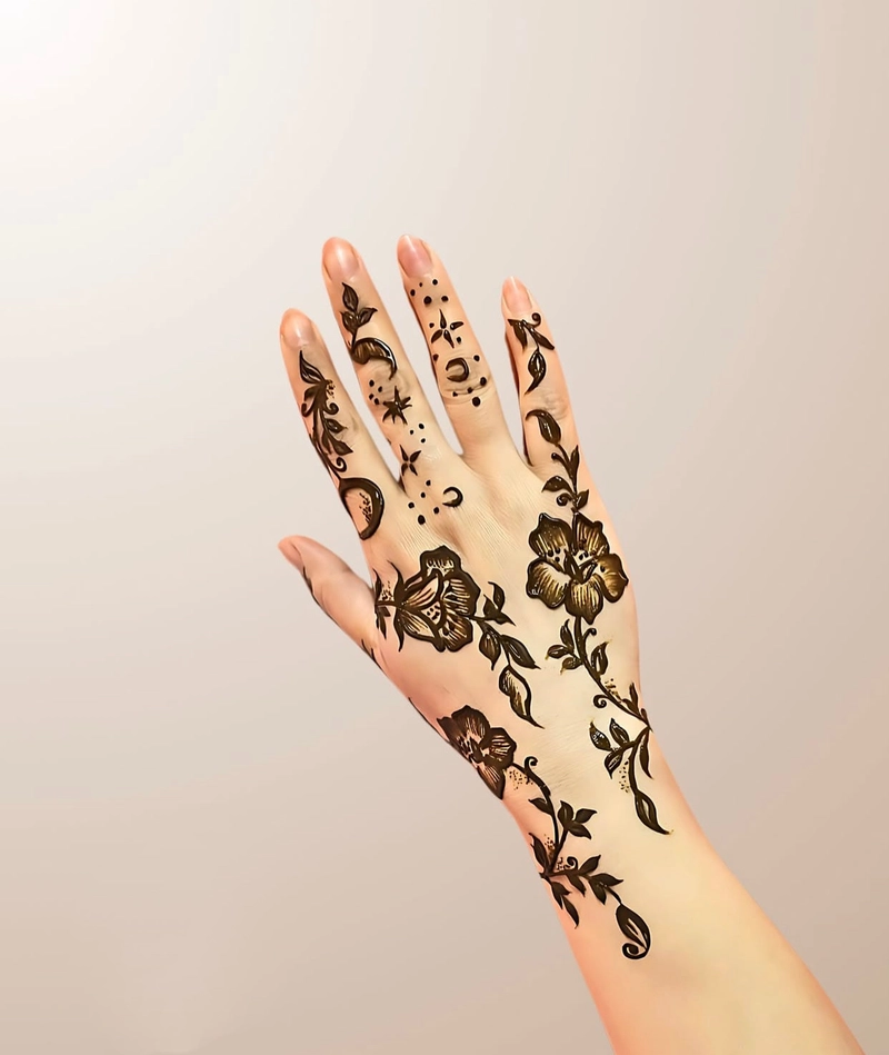 3d mehndi design back hand arabic for girl photo