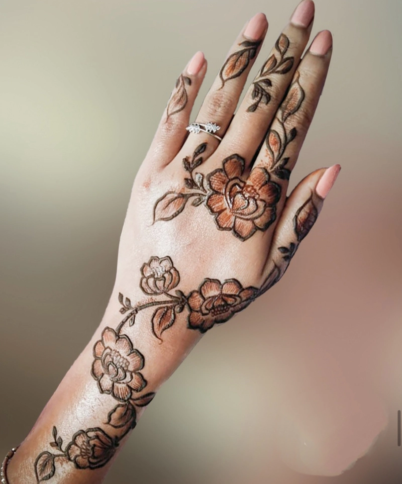 3d mehndi design back hand arabic for girl
