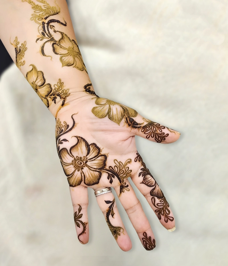 3d mehndi design back hand arabic full hand image