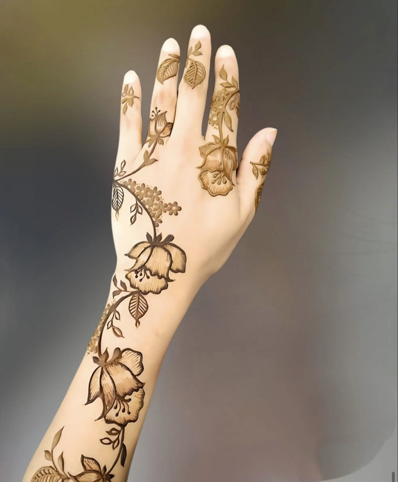 3d mehndi design back hand arabic full hand