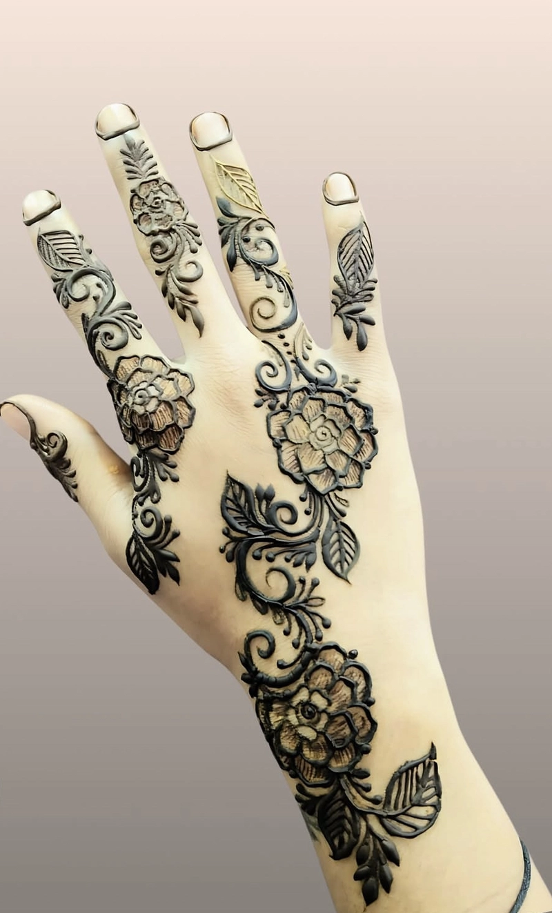 3d mehndi design back hand easy
