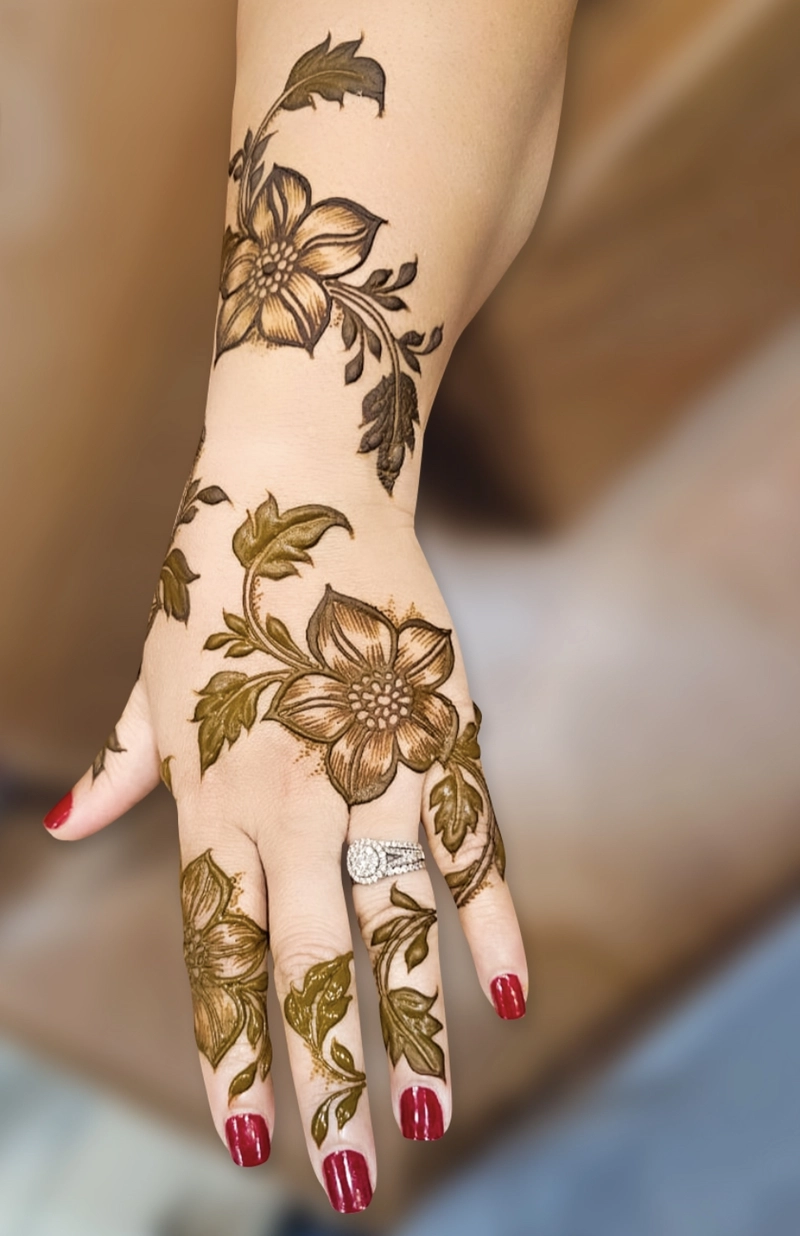 3d mehndi design back hand full simple and beautiful_