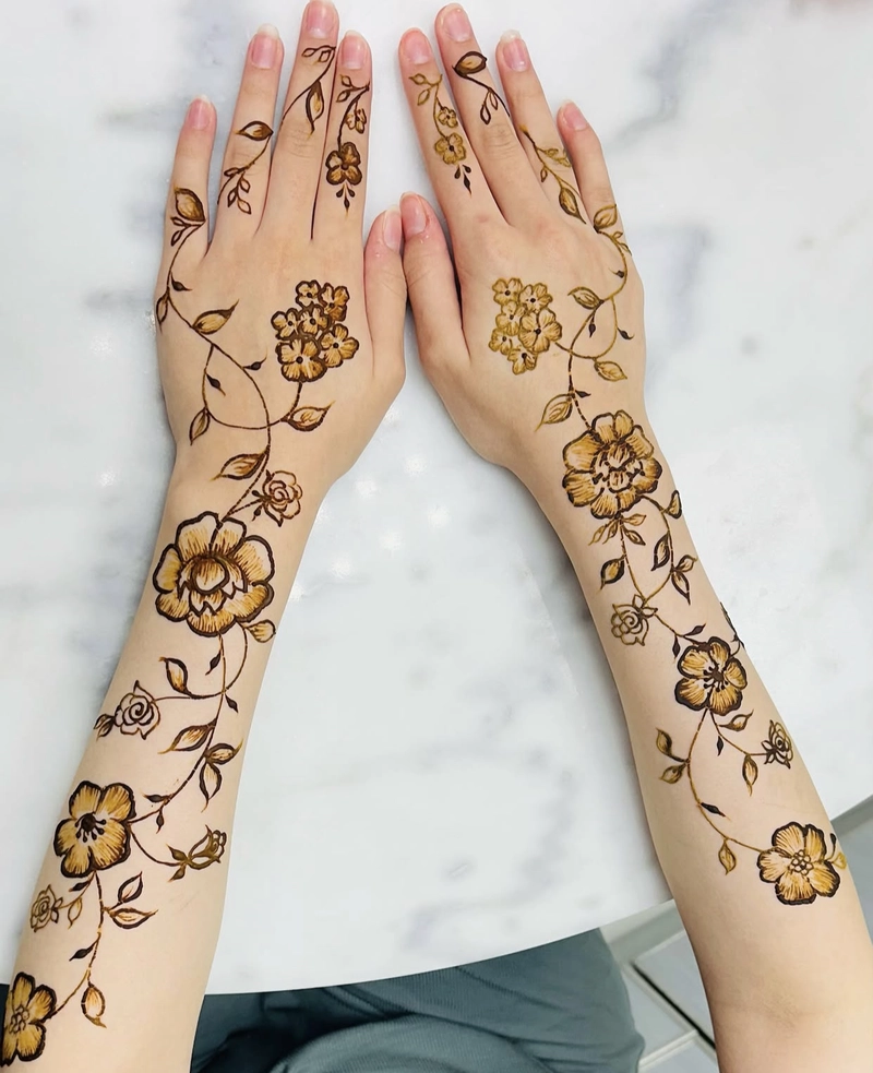 3d mehndi design back hand simple and beautiful arabic_