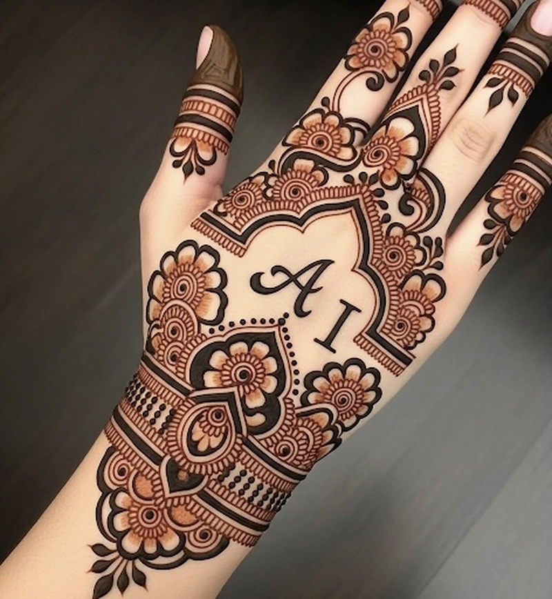 a and i mehndi design
