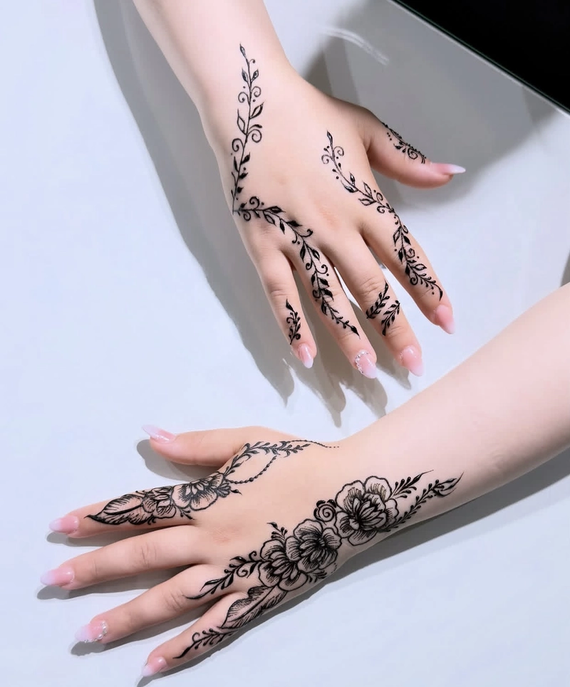 aesthetic mehndi design for eid back hand