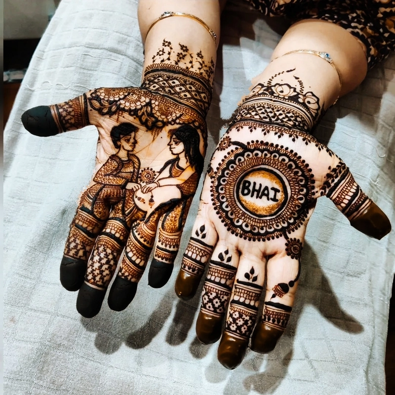 aesthetic mehndi design for raksha bandhan_