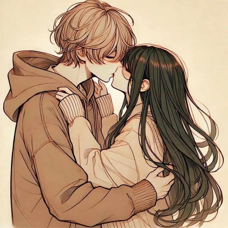 anime couple kissing matching pfp