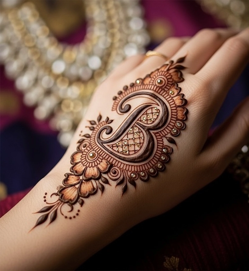 b alphabet mehndi design