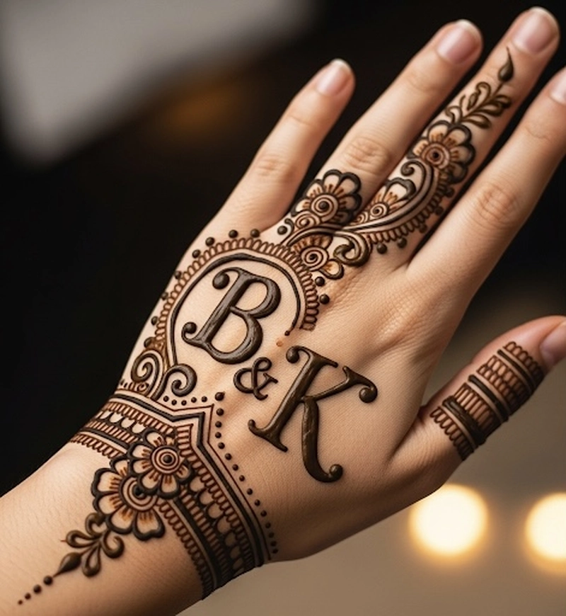 b and k mehndi design