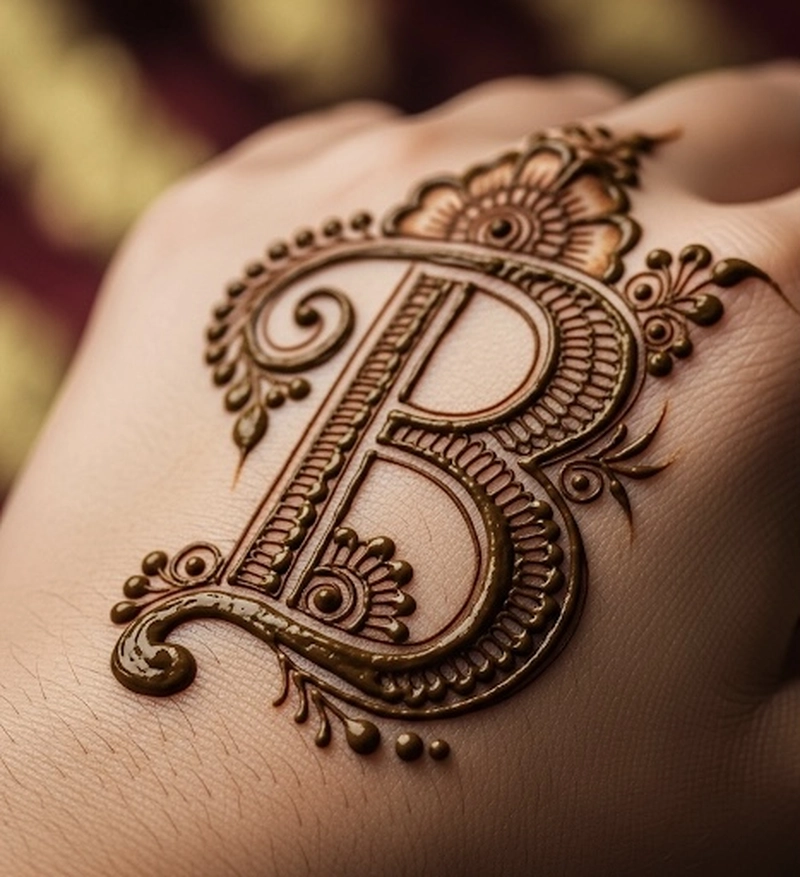 b name mehndi design photo
