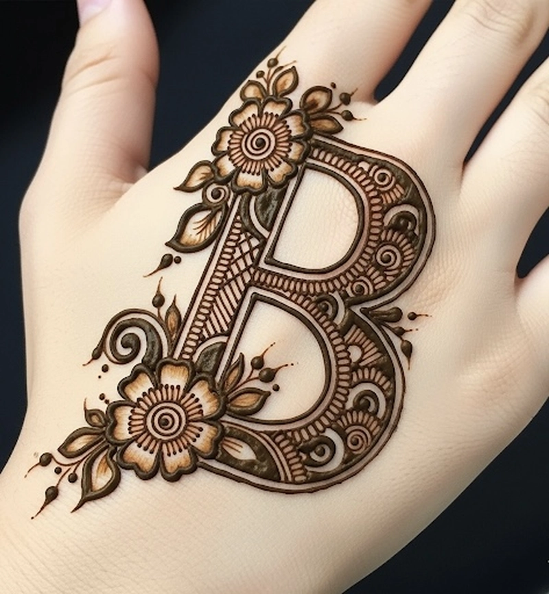 b name se mehndi design