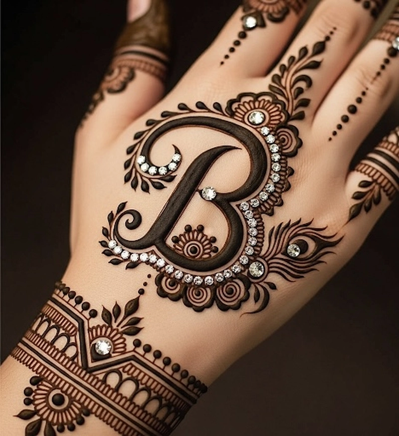 b name se mehndi designs
