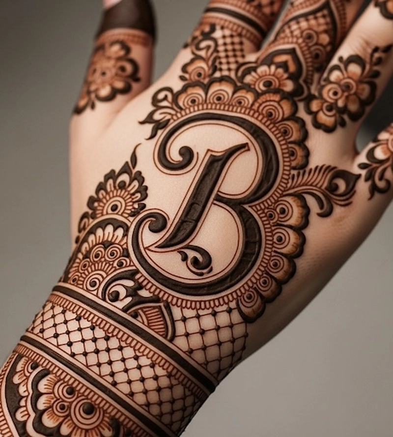 b tattoo mehndi design photo