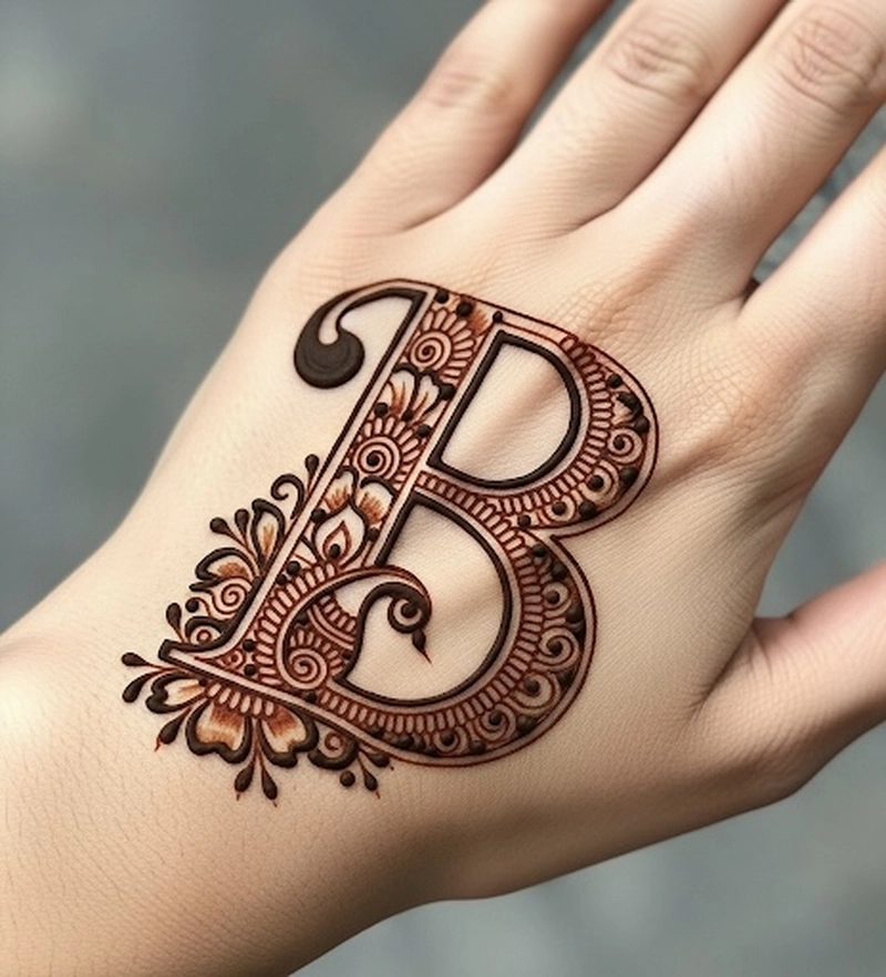 b tattoo mehndi design pic