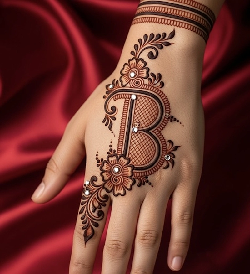 b tattoo mehndi design