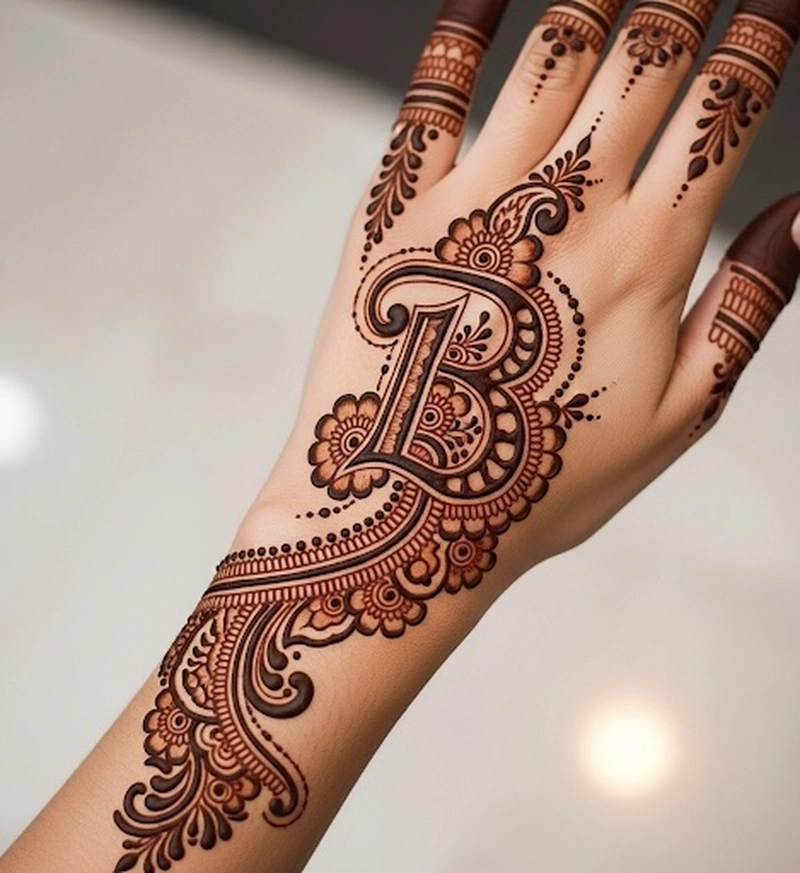 b word mehndi design
