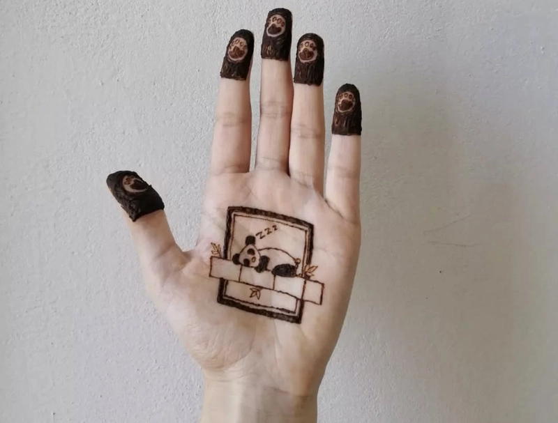 baby panda mehndi design