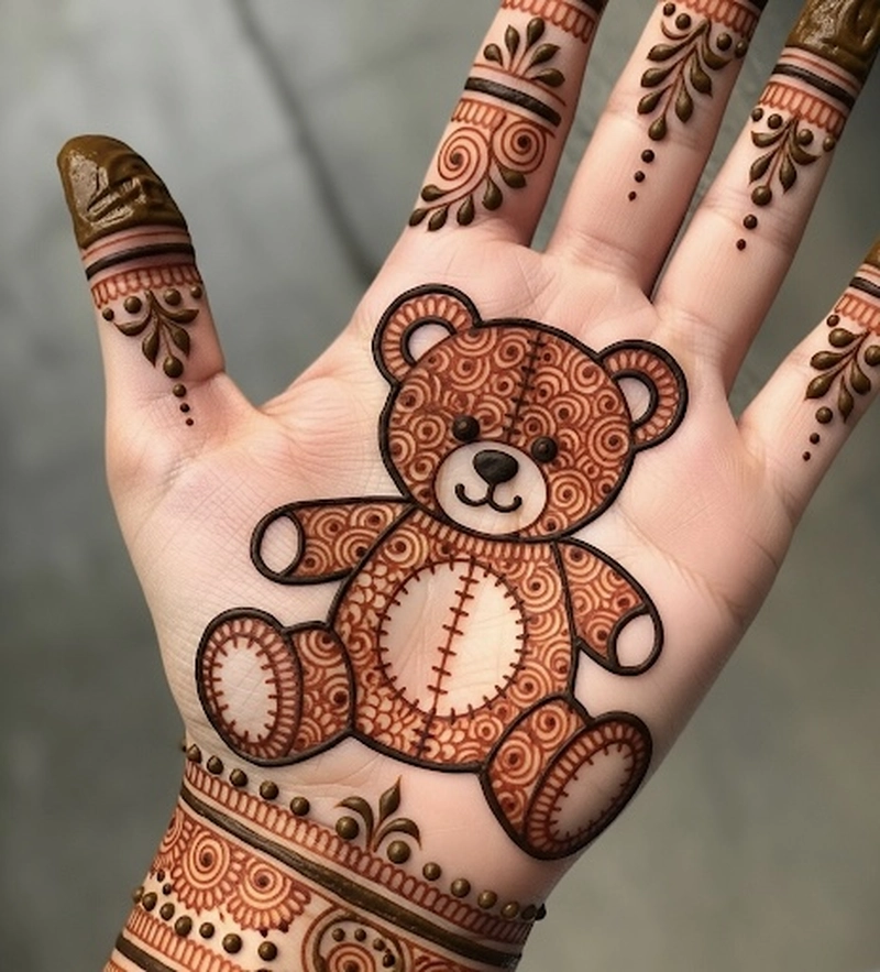baby teddy bear mehndi design