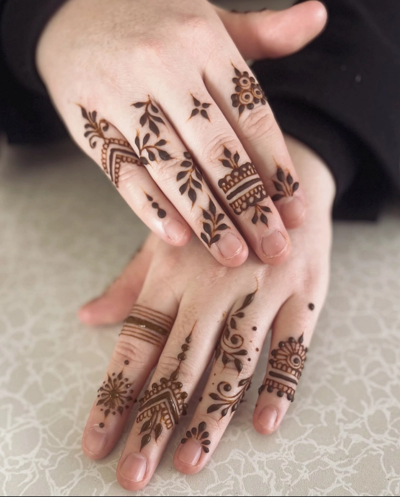 back hand mehndi design only fingers