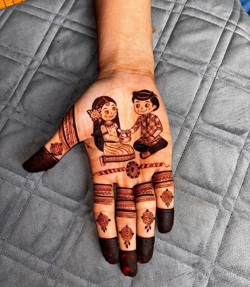 back hand unique mehndi design for raksha bandhan