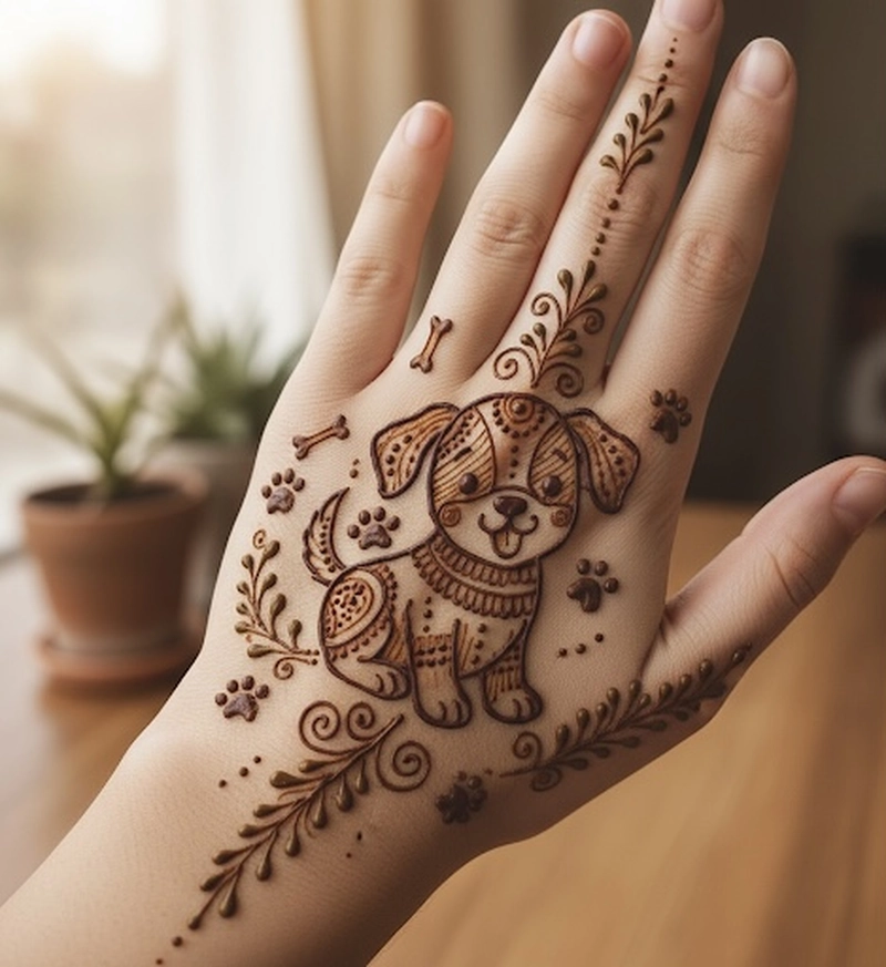 beagle dog mehndi design