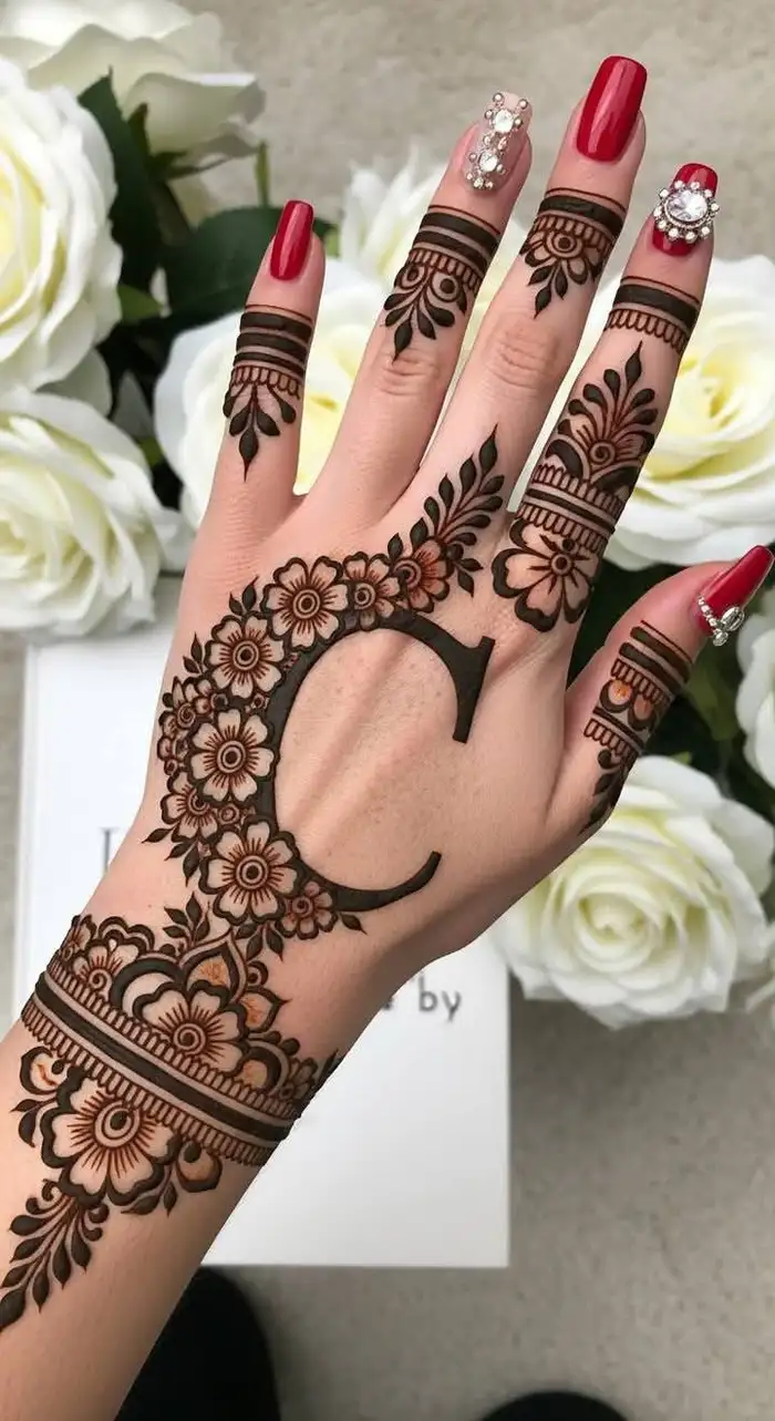 c name se mehndi design