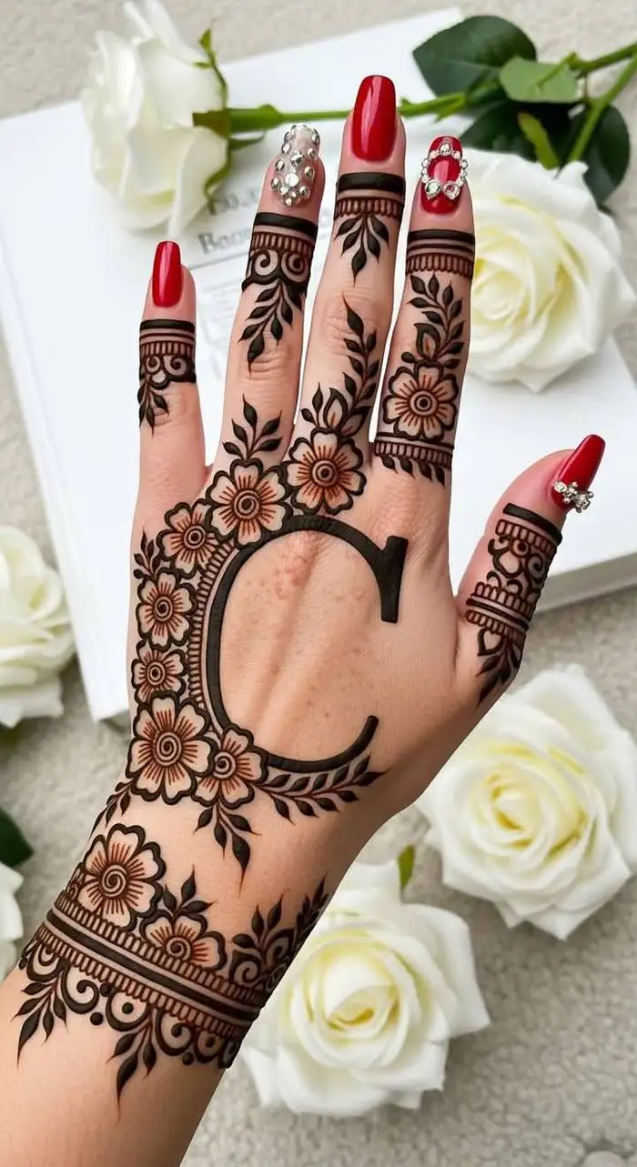c name tattoo mehndi design