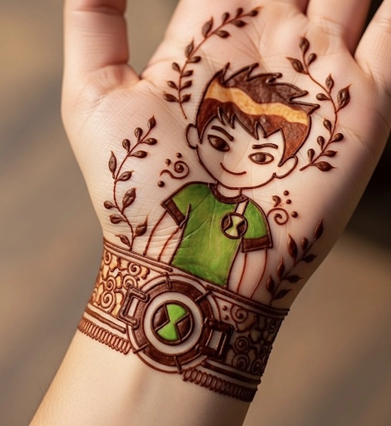 cartoon character mehndi design