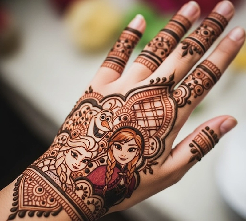 cartoon mehndi design easy