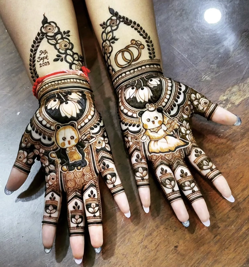 cartoon mehndi design front hand