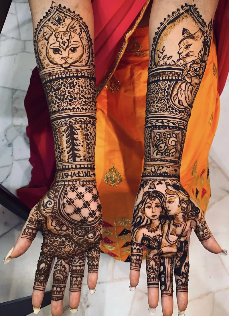 cat hand mehndi design