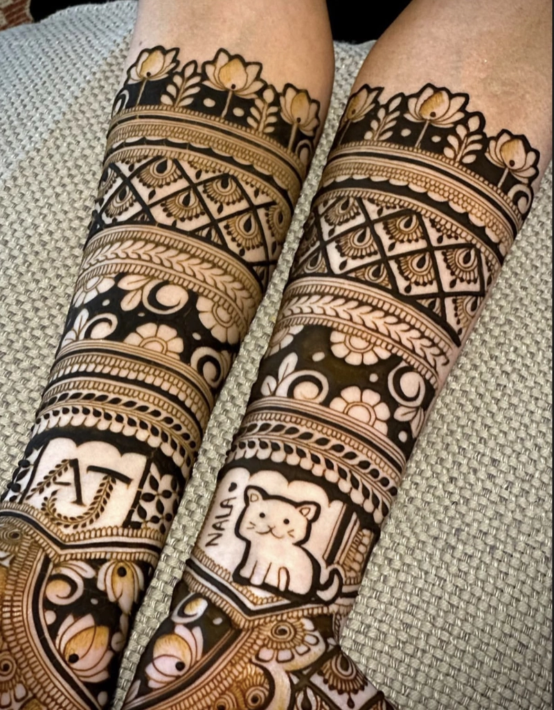 cat mehndi design arabic