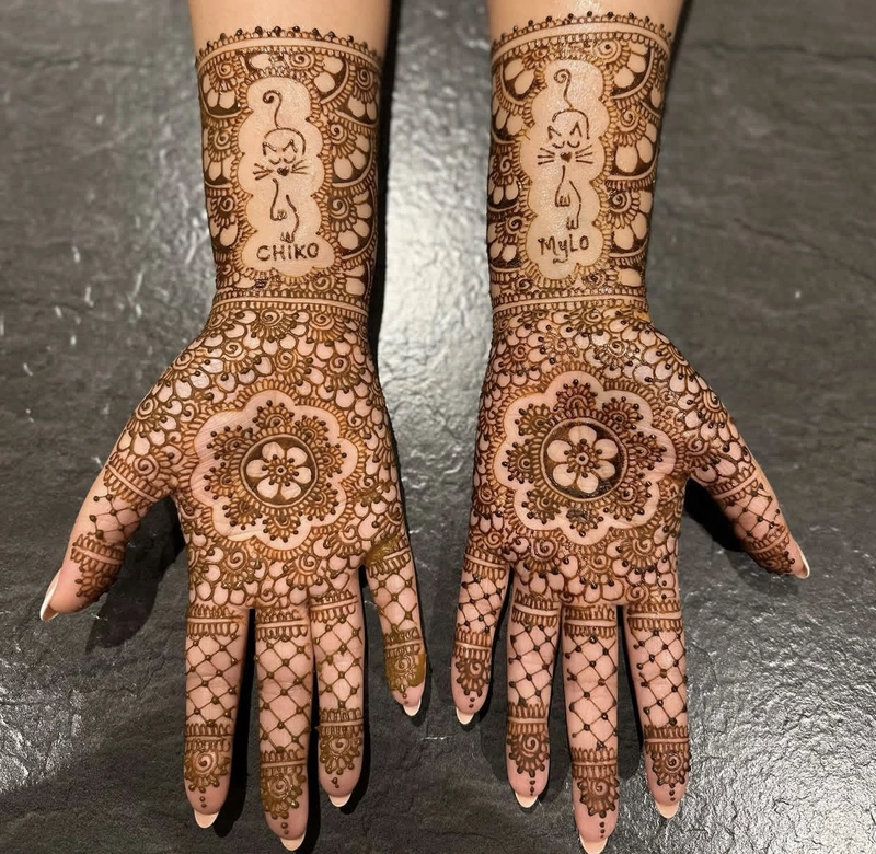 cat mehndi design simple front hand