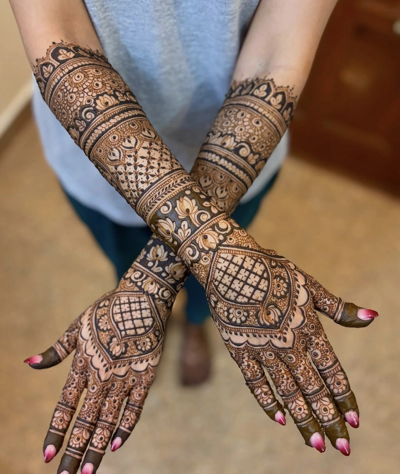 checks mehndi design back side