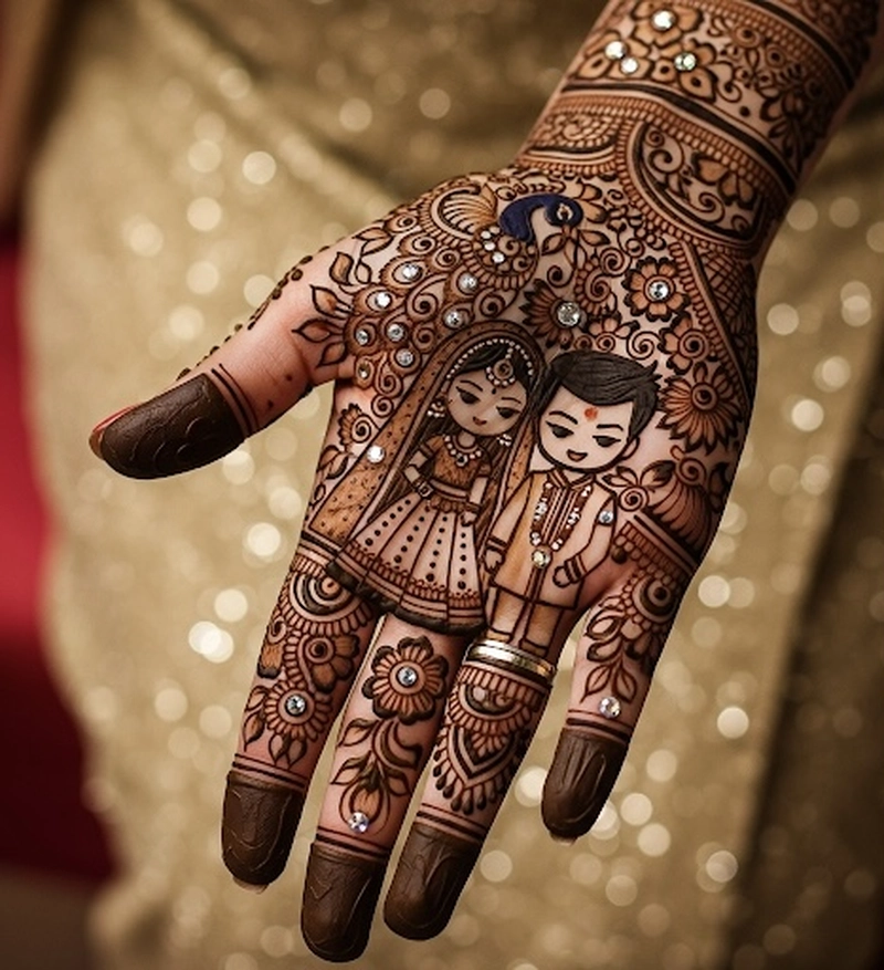 couple ring mehndi design