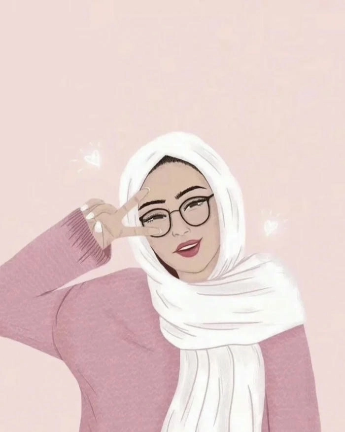 cute attitude dp girl hijab cartoon for instagram