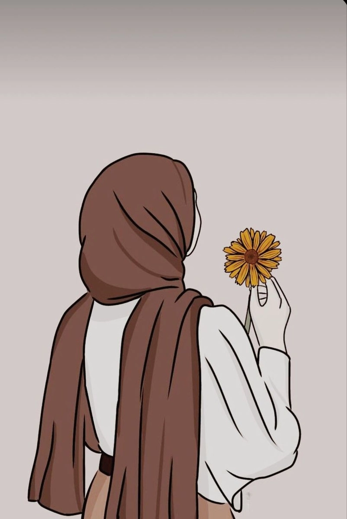 cute attitude dp girl hijab cartoon for instagram