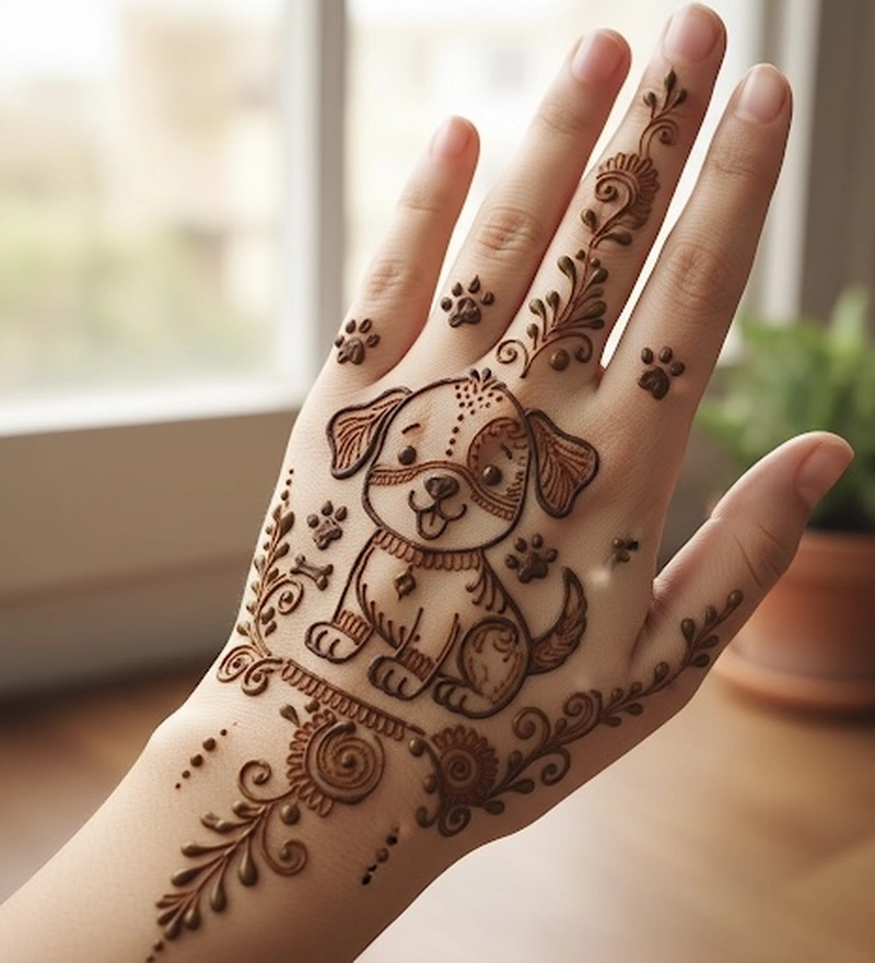 cute dog mehndi design