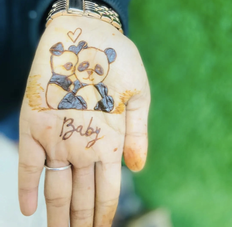 cute panda mehndi design for kids