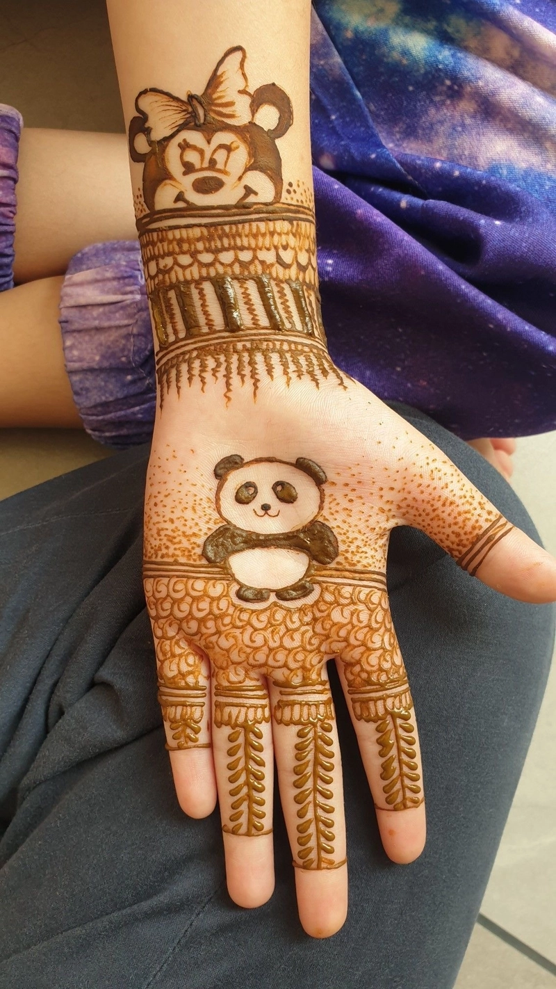 cute panda mehndi design