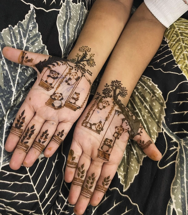 cute panda mehndi images