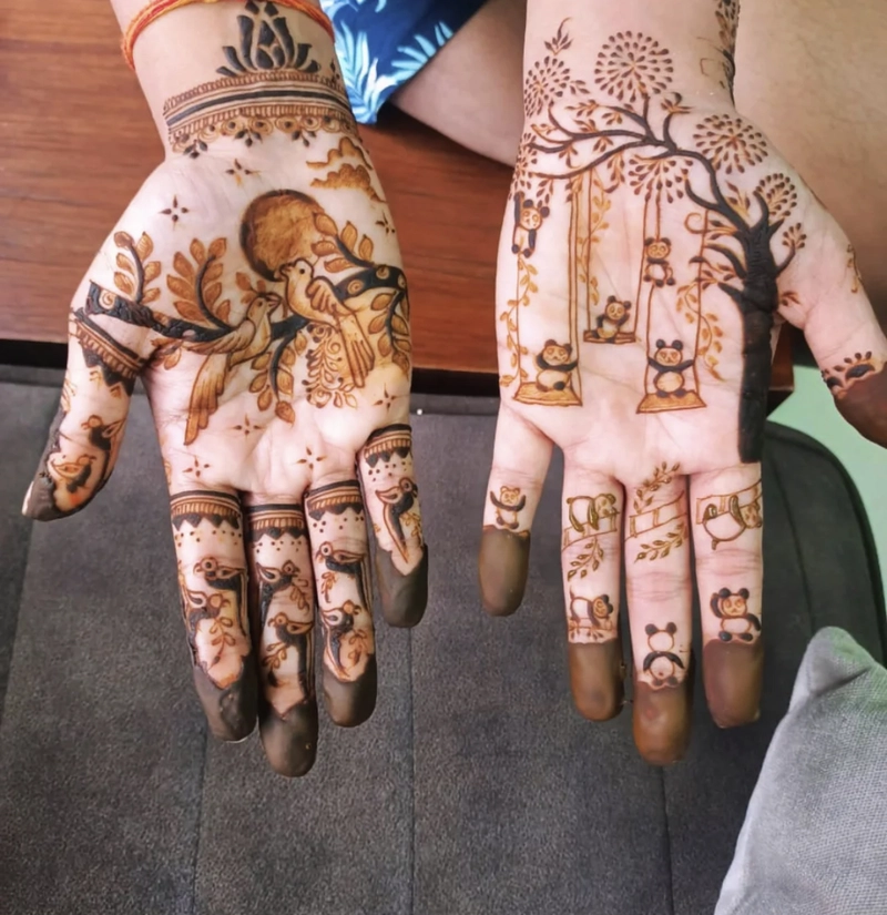cute panda panda mehndi design