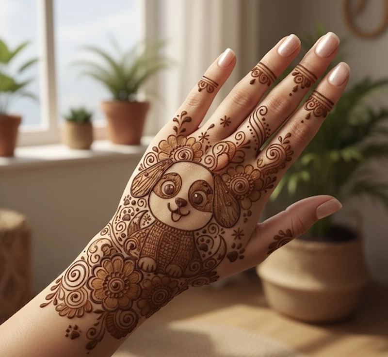 cute puppy mehndi design