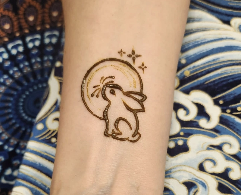 cute rabbit mehndi design photo