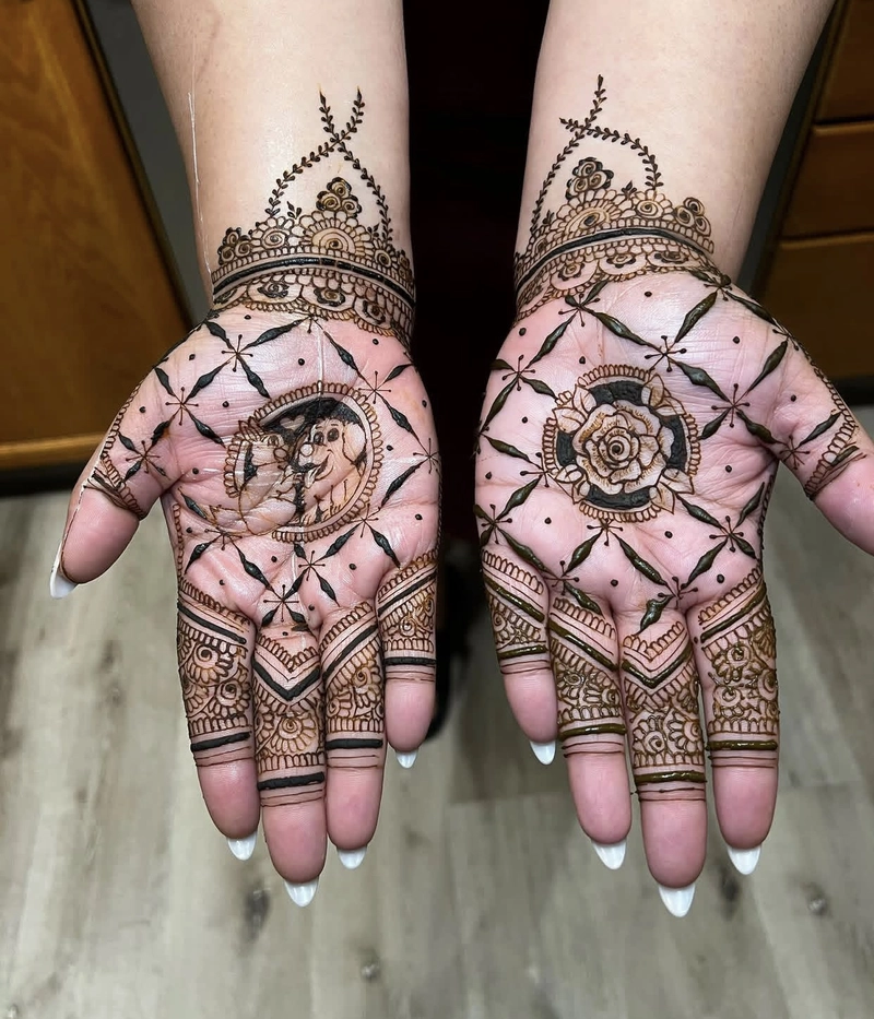 cute rabbit mehndi design pic