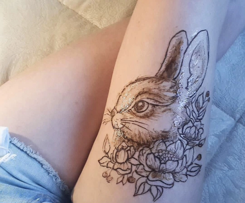 cute rabbit mehndi pic