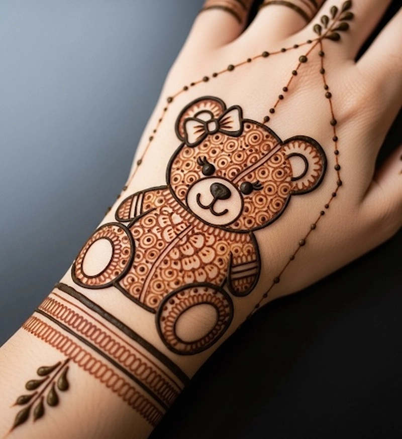 cute teddy mehndi design