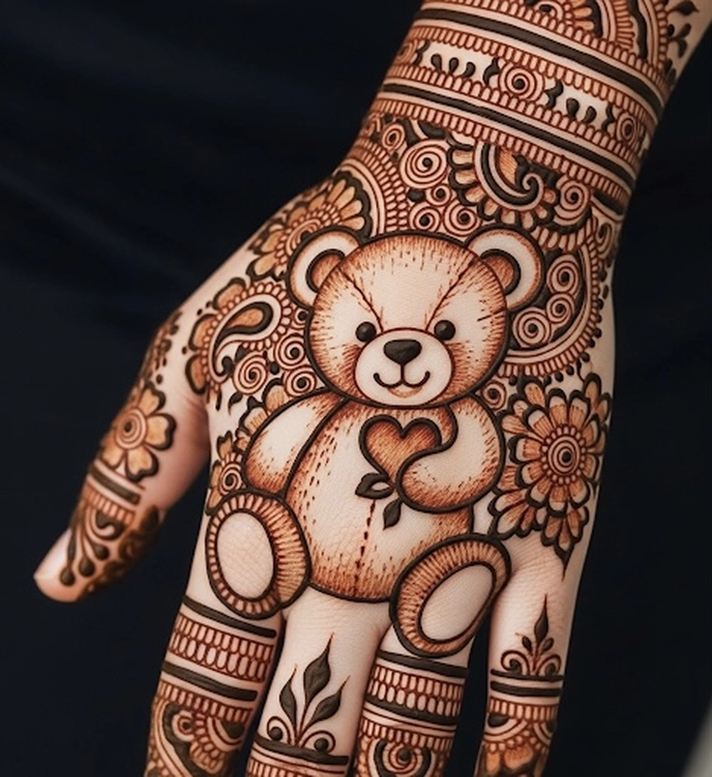 cute teddy teddy bear mehndi design