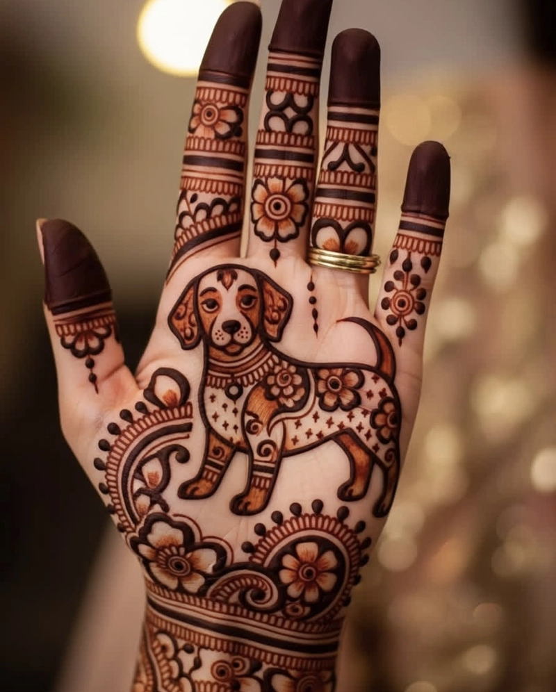 dog design in mehndi